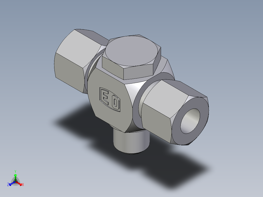 卡套式工业通用硬管接头EO_High_pressure_banjo_tee_TH10LRCF正等轴测图