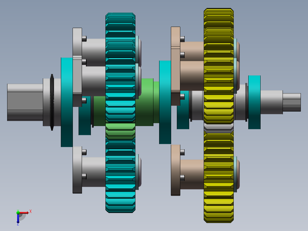 二级行星齿轮减速器（sw12可编辑+cad+仿真视频）俯视图