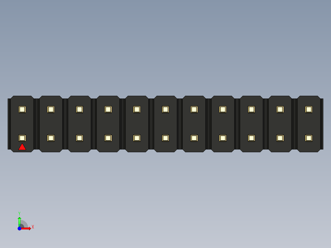 彩色公头100mil（2.54mm）系列-DS1021_black_2x11p_100mil_Type43_rev1.0前视图