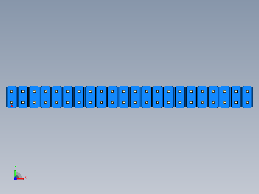 彩色公头100mil（2.54mm）系列-DS1021_blue_2x22p_100mil_Type43_rev1.0前视图
