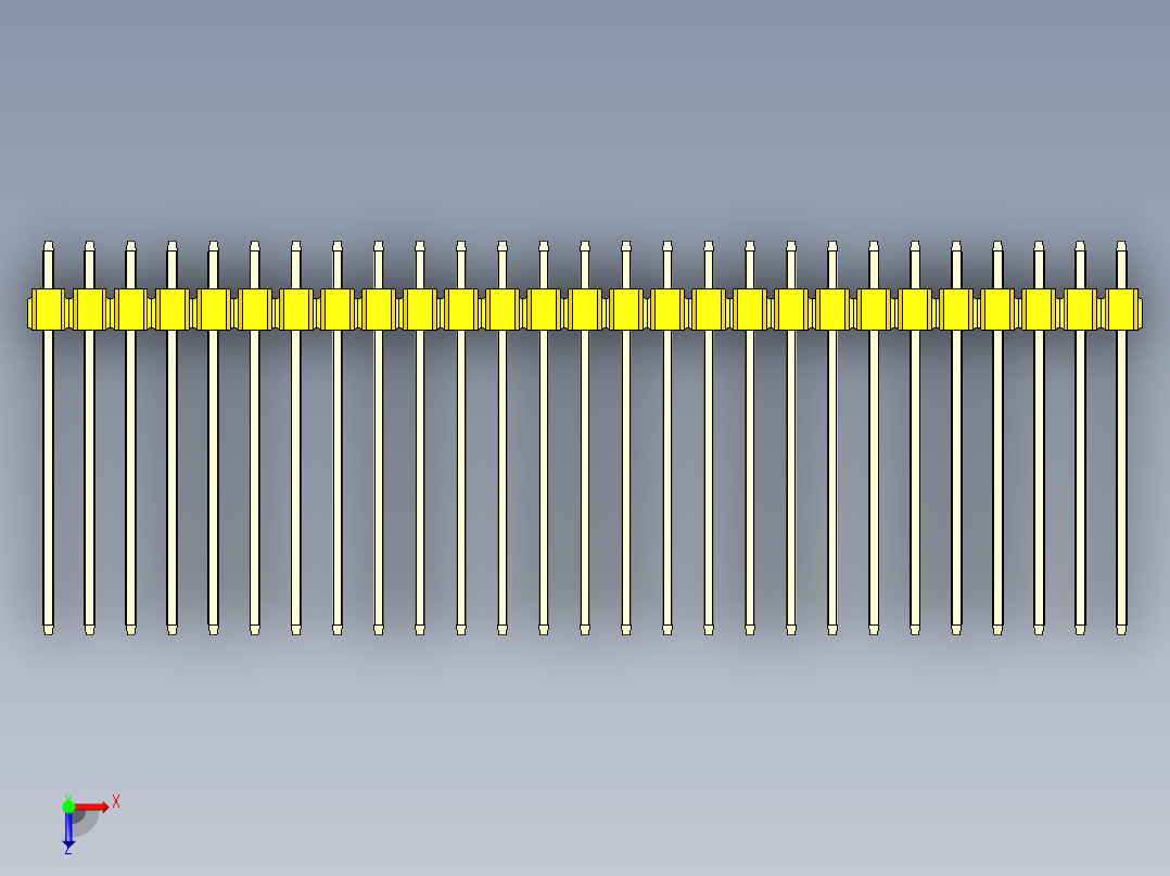 彩色公头100mil（2.54mm）系列-DS1021_yellow_2x27p_100mil_Type19_rev1.0俯视图