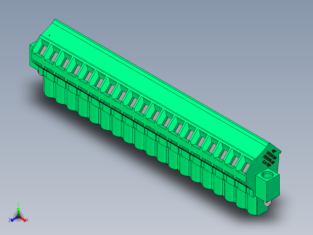 DEGSON 2EDG（M） 系列 5.0mm 螺丝锁紧可插拔接线端子组-2EDGKLM-5.0-19P-14-00AH正等轴测图