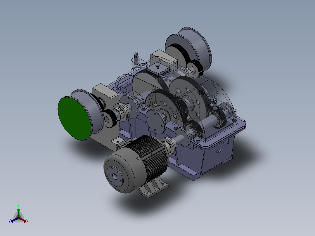 Q177-塔式起重机行走部减速装置设计【三维SolidWorks】没说明书正等轴测图