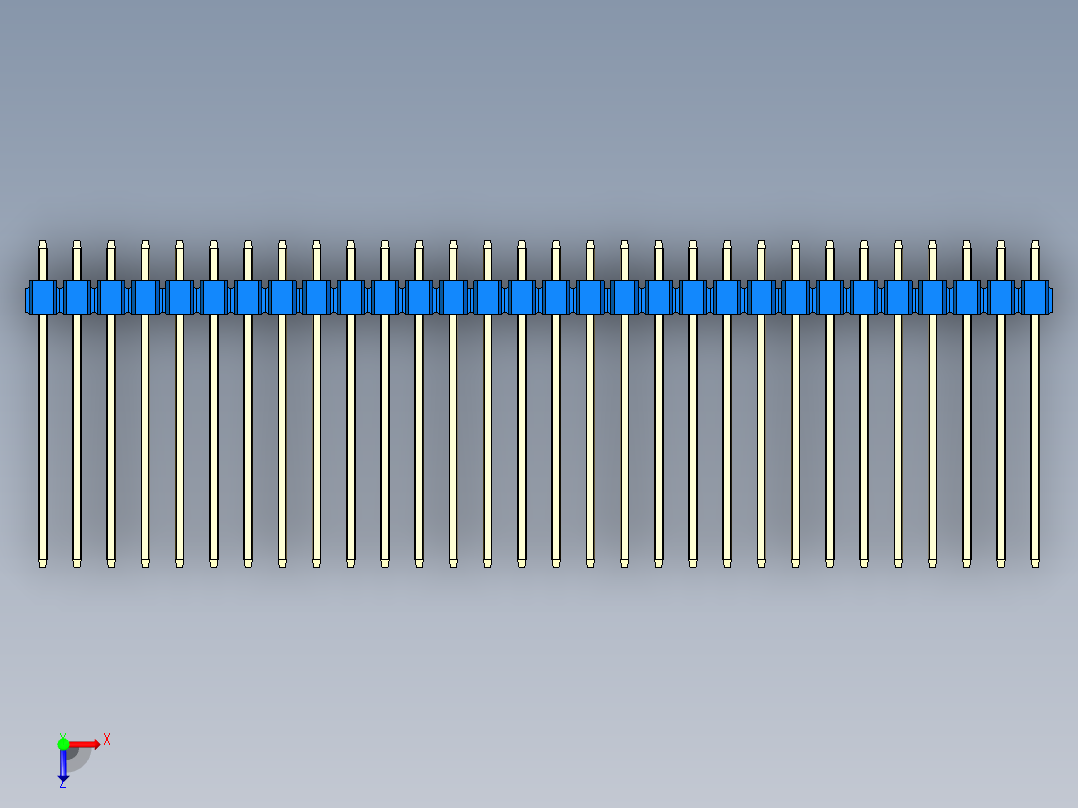 彩色公头100mil（2.54mm）系列-DS1021_blue_1x30p_100mil_Type19_rev1.0俯视图