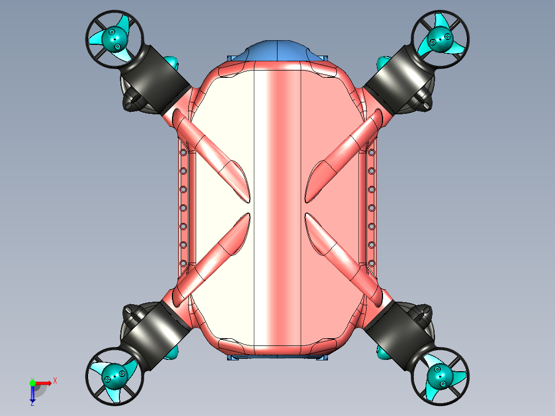 潜水器 水下机器人 (1)俯视图