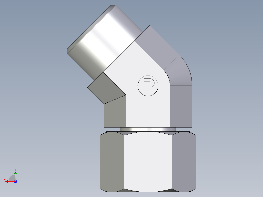 卡套式工业通用硬管接头EO_Swivel_nut_45_deg_elbow_EV12SOMDCF后视图