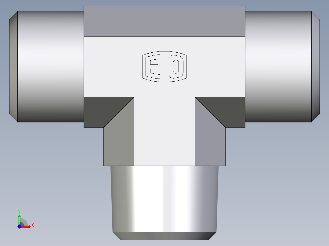 卡套式工业通用硬管接头EO_Male_stud_run_tee_TE10SR71X前视图