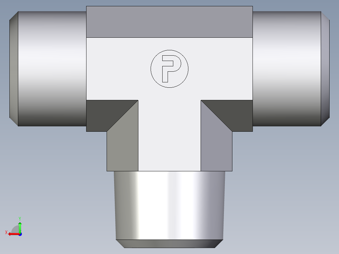 卡套式工业通用硬管接头EO_Male_stud_run_tee_TE10SR71X后视图