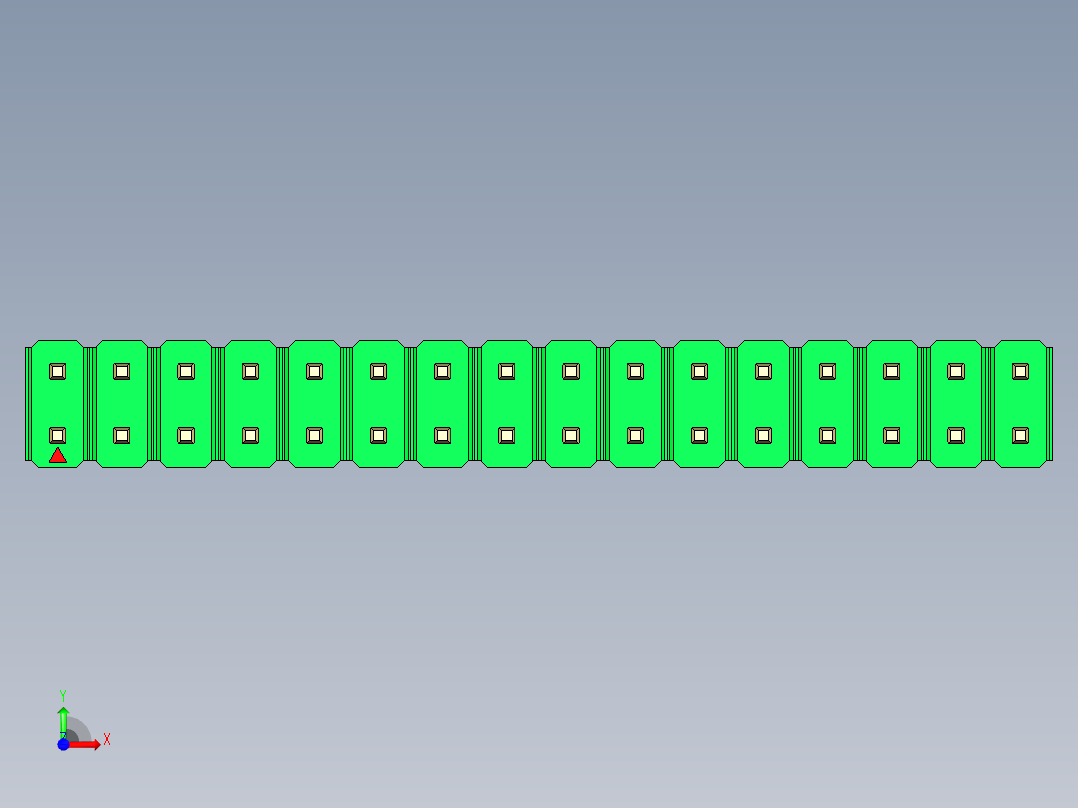 彩色公头100mil（2.54mm）系列-DS1021_green_2x16p_100mil_Type1_rev1.0前视图