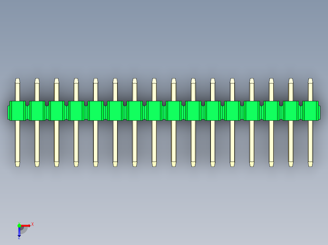 彩色公头100mil（2.54mm）系列-DS1021_green_2x16p_100mil_Type1_rev1.0俯视图