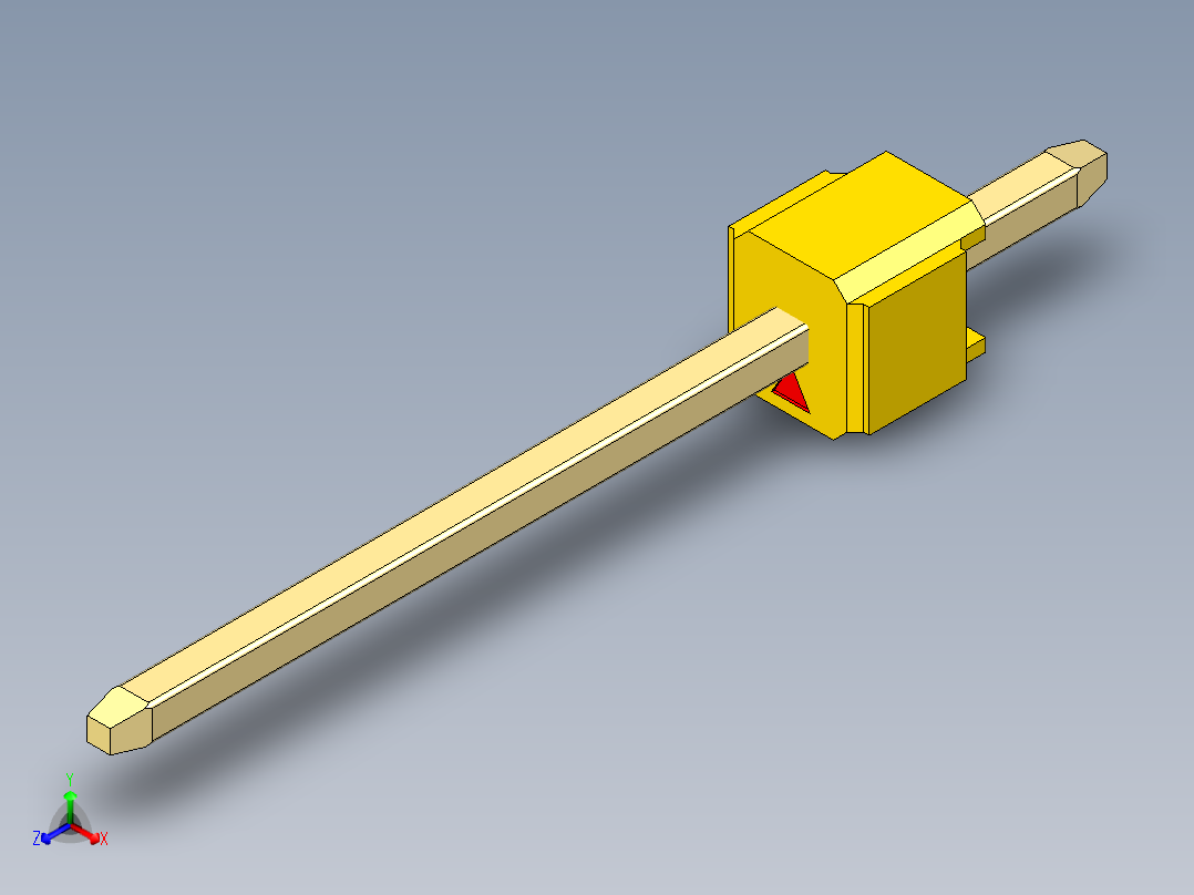 彩色公头100mil（2.54mm）系列-DS1021_yellow_1x01p_100mil_Type5_rev1.0正等轴测图