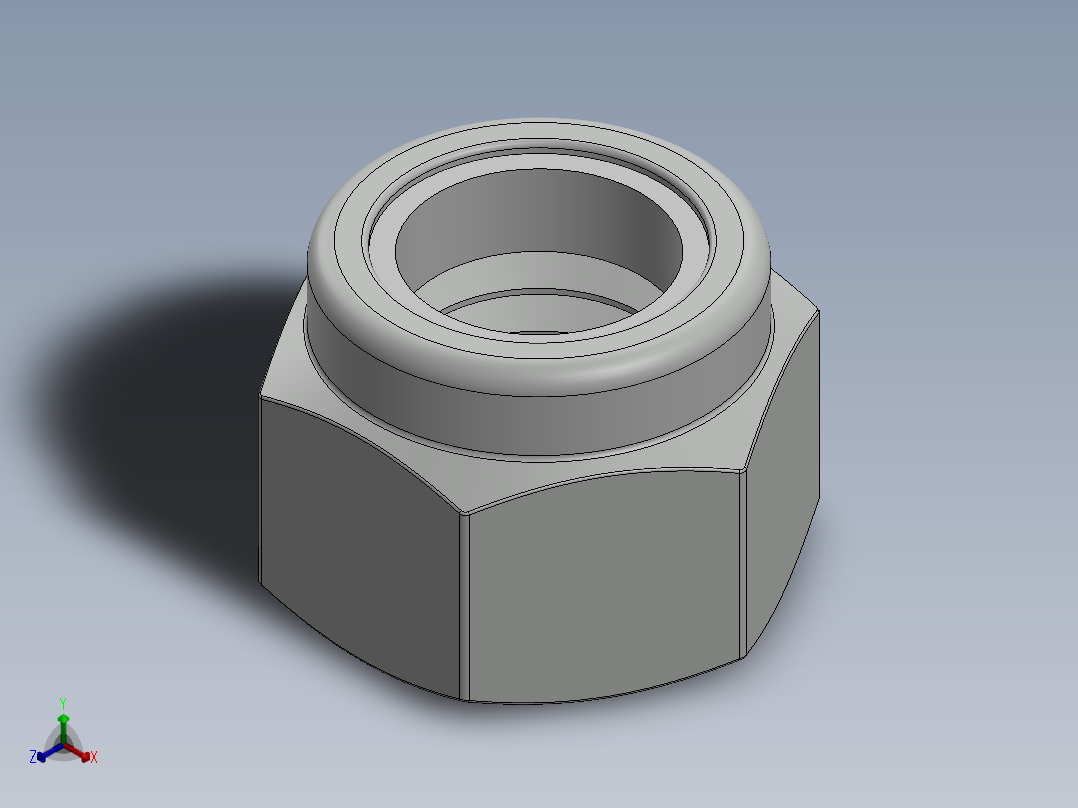 紧固件-0.5000 Lock Nut正等轴测图