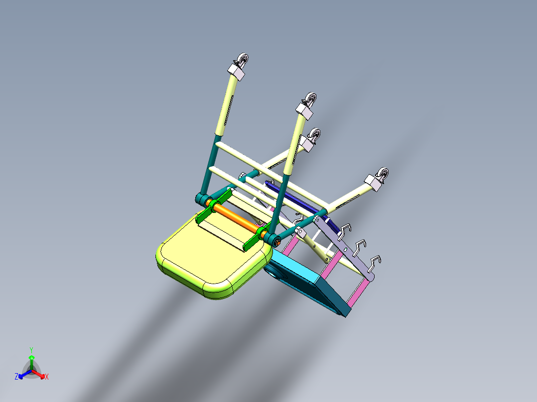 Q182-多功能婴儿餐桌椅的设计【三维SolidWorks】正等轴测图
