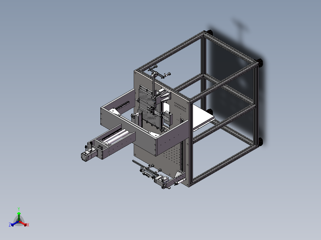 导光板水口切割机（sw18可编辑+工程图）正等轴测图
