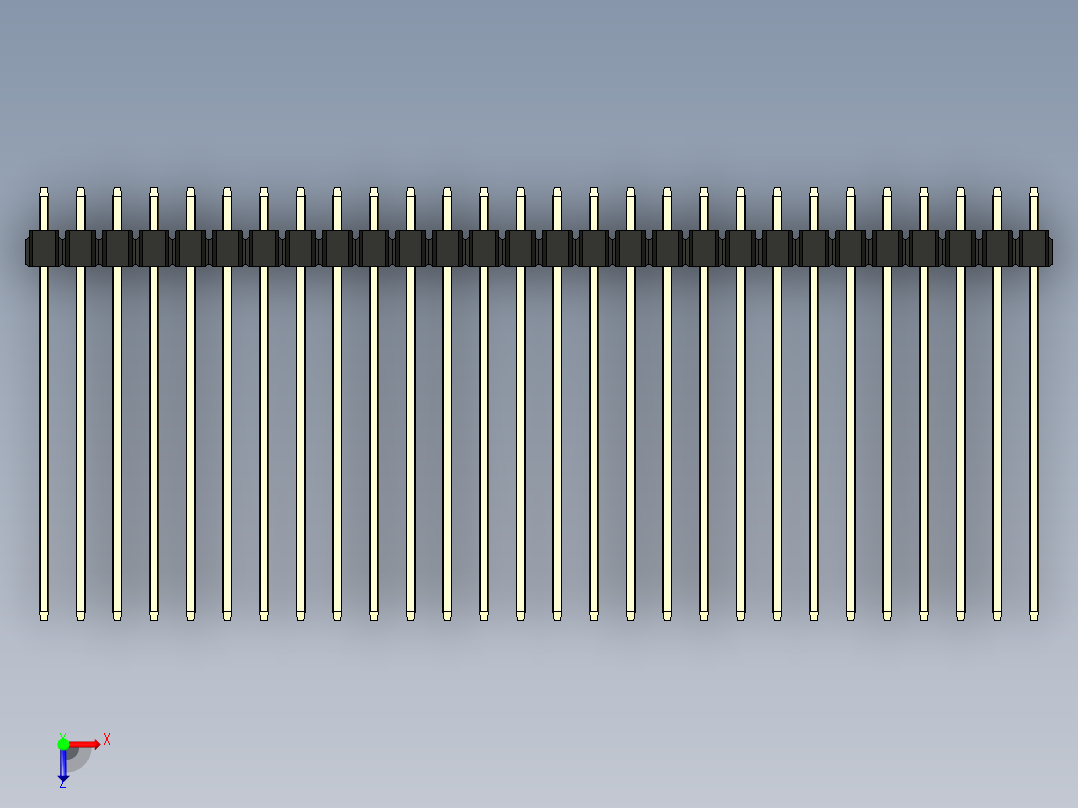 彩色公头100mil（2.54mm）系列-DS1021_black_3x28p_100mil_Type43_rev1.0俯视图