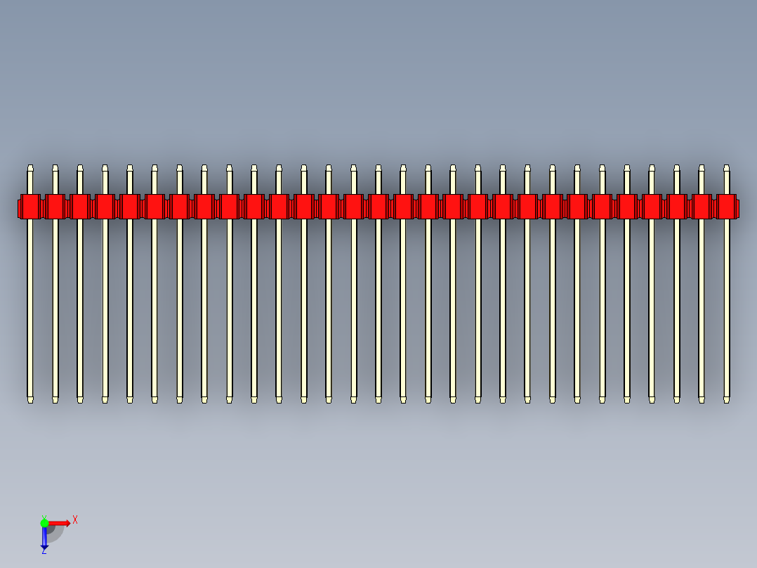 彩色公头100mil（2.54mm）系列-DS1021_red_2x29p_100mil_Type19_rev1.0俯视图