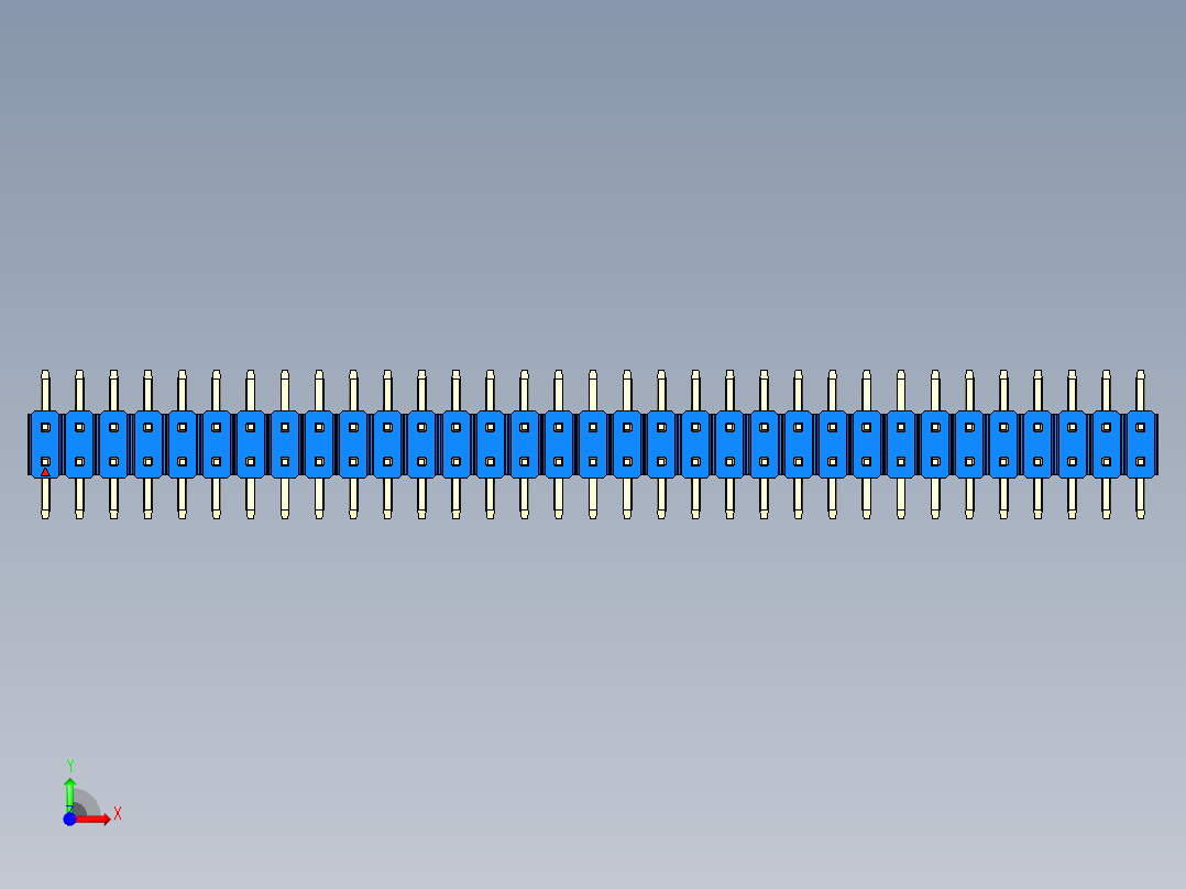 彩色公排针 100mil 2.54mm 系列-DS1022_blue_66p_100mil_TypeSMT_rev1.0前视图