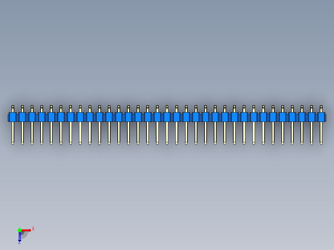 彩色公排针 100mil 2.54mm 系列-DS1022_blue_66p_100mil_TypeSMT_rev1.0俯视图