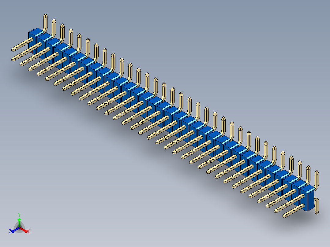 彩色公排针 100mil 2.54mm 系列-DS1022_blue_66p_100mil_TypeSMT_rev1.0正等轴测图
