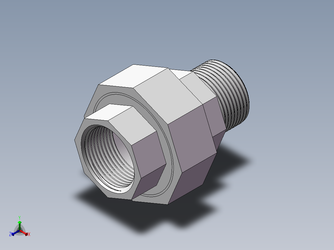 活接-等径内外丝直通 DN20正等轴测图