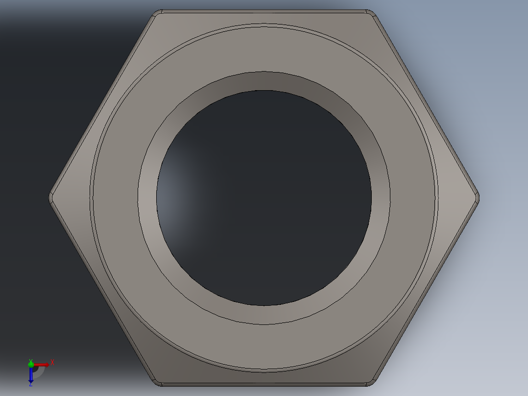 紧固件-Raw Steel Nut 0.3750俯视图