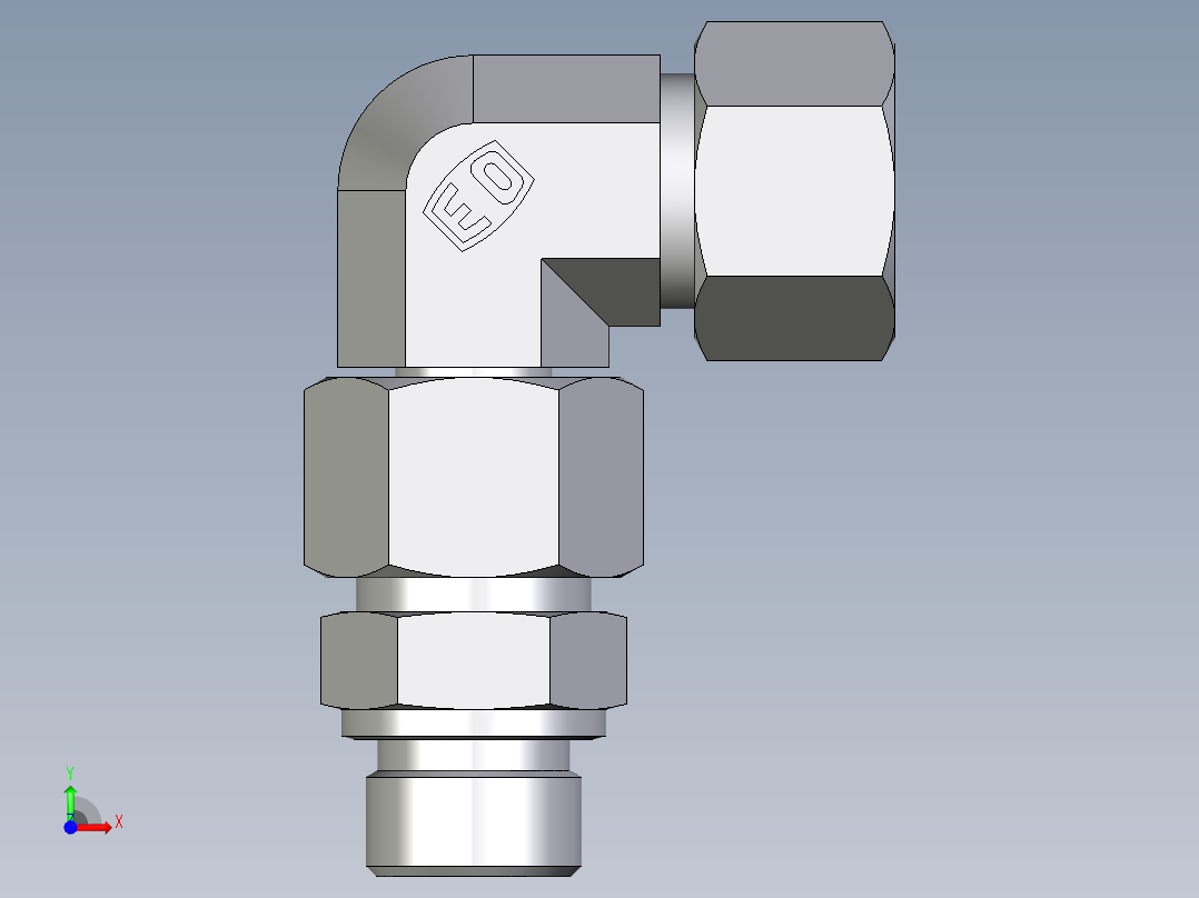 卡套式工业通用硬管接头EO_Assembled_adjustable_standpipe_elbow_EVW16SM71前视图