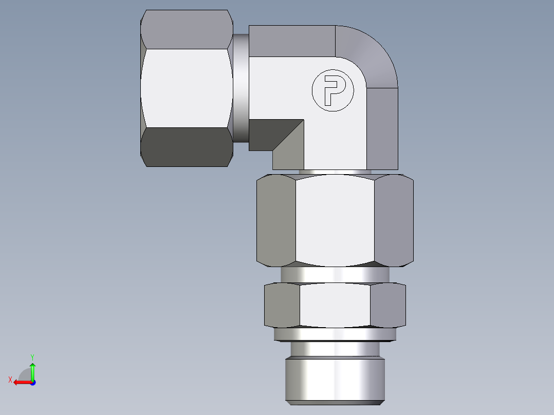 卡套式工业通用硬管接头EO_Assembled_adjustable_standpipe_elbow_EVW16SM71后视图