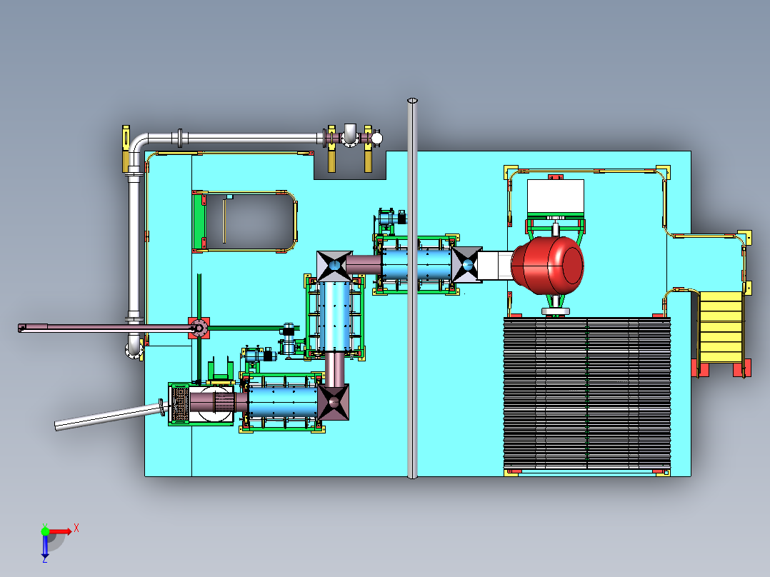 三级球磨机step正等轴测图