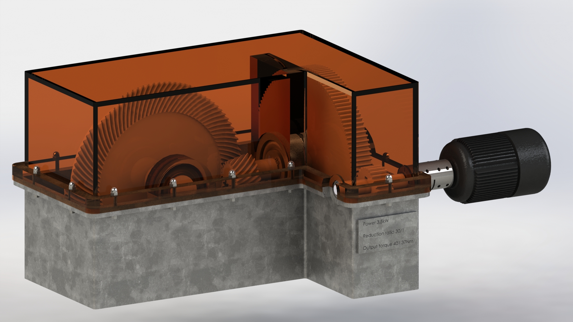 二级圆柱直齿轮与锥齿轮组合减速箱3D图纸 Solidworks设计