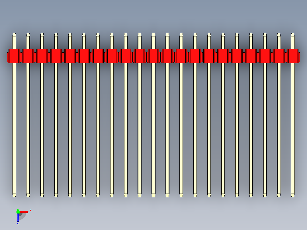 彩色公头100mil（2.54mm）系列-DS1021_red_2x21p_100mil_Type43_rev1.0俯视图