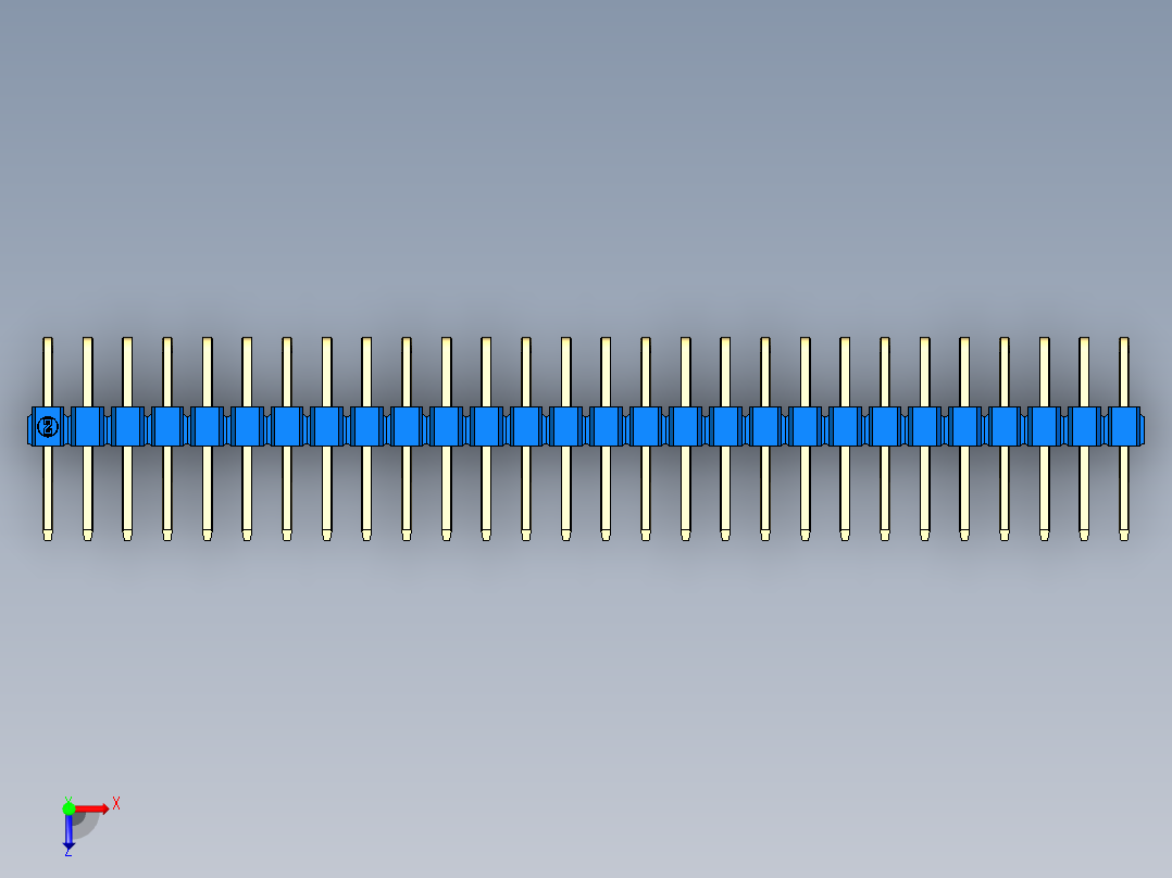 彩色公排针 100mil 2.54mm 系列-DS1022_blue_2x28p_100mil_TypeD_rev1.0俯视图