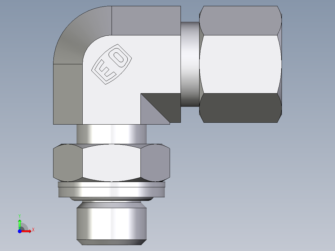 卡套式工业通用硬管接头EO_Adjustable_Locknut_elbow_WEE10LRCF前视图