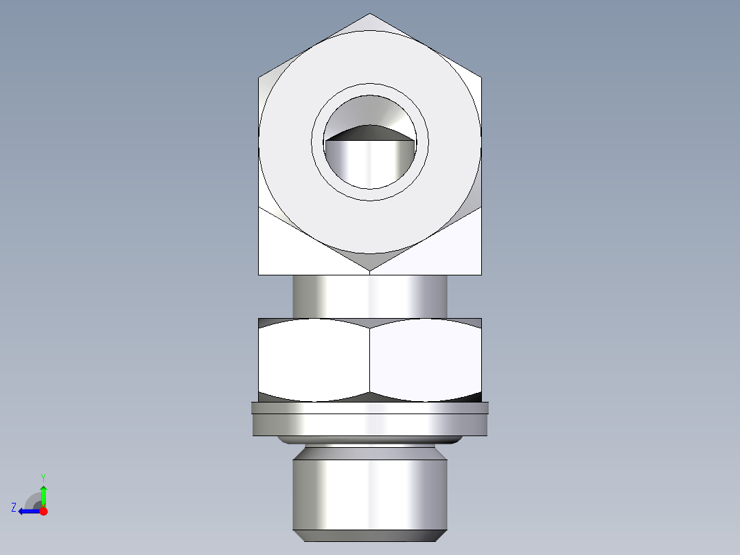 卡套式工业通用硬管接头EO_Adjustable_Locknut_elbow_WEE10LRCF右视图