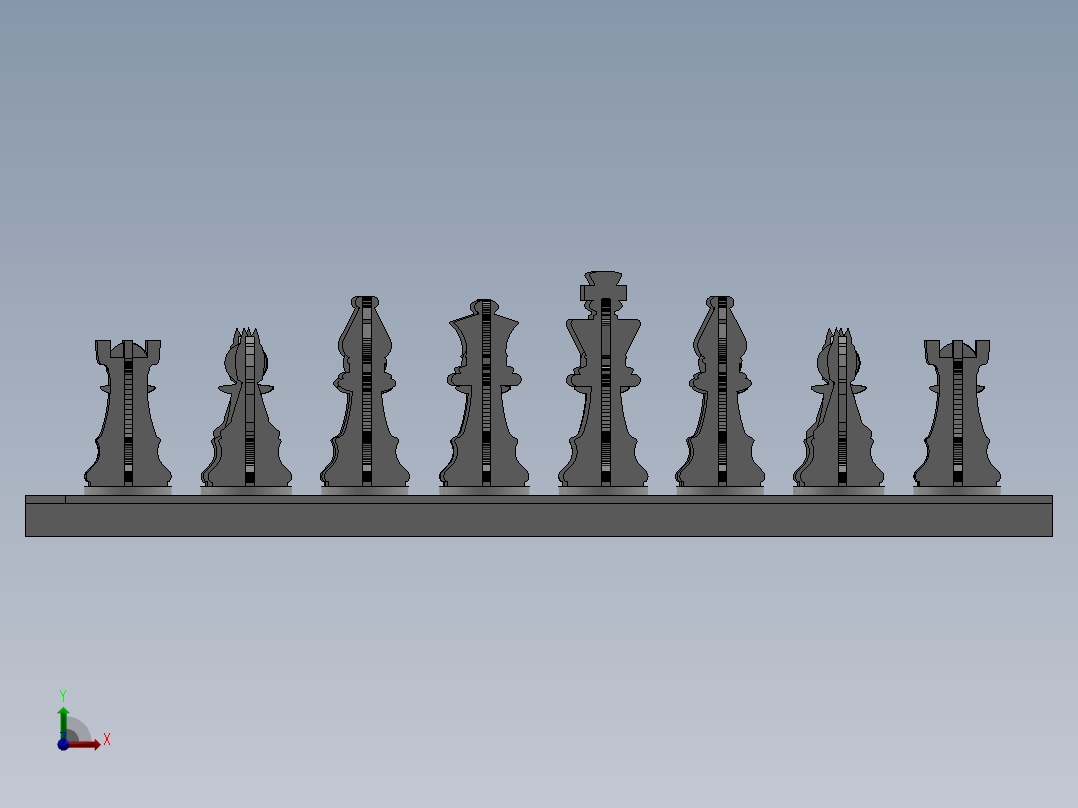 激光下料拼图国际象棋全格式CAD-SolidWorks-X_T和stl格式前视图