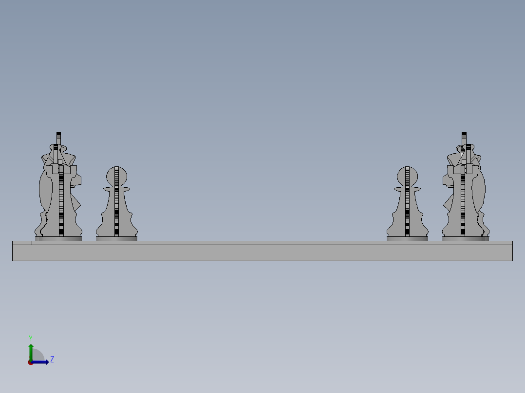 激光下料拼图国际象棋全格式CAD-SolidWorks-X_T和stl格式左视图
