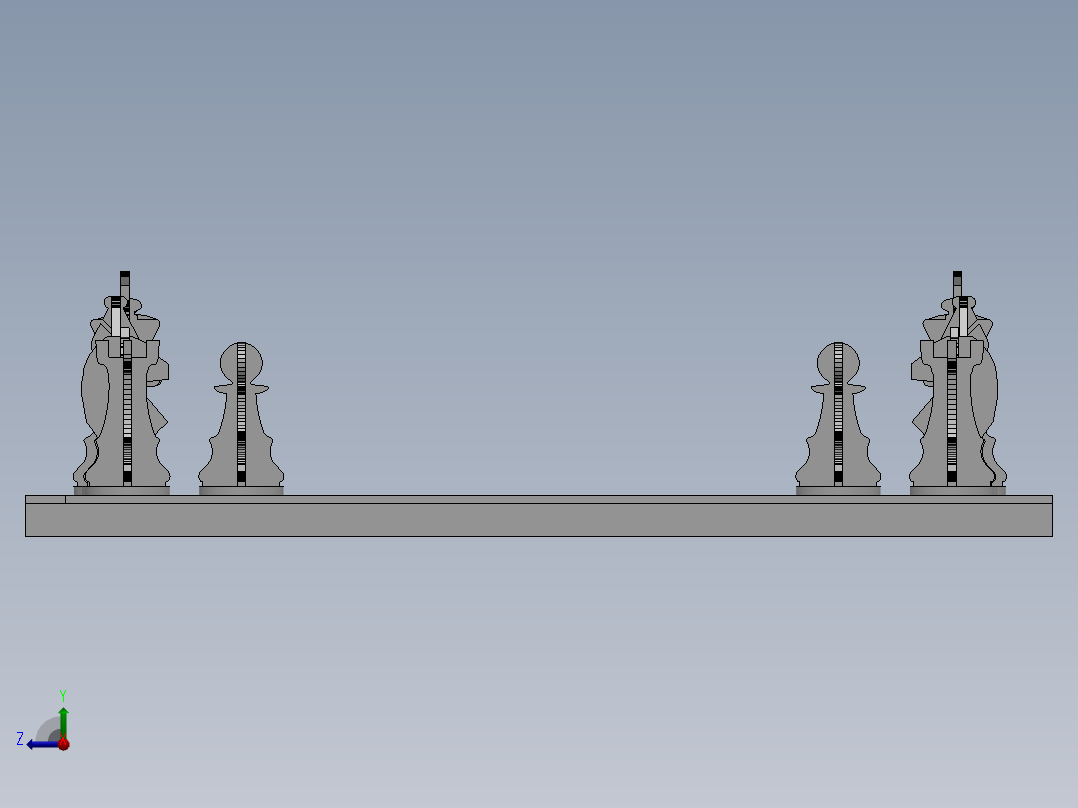 激光下料拼图国际象棋全格式CAD-SolidWorks-X_T和stl格式右视图