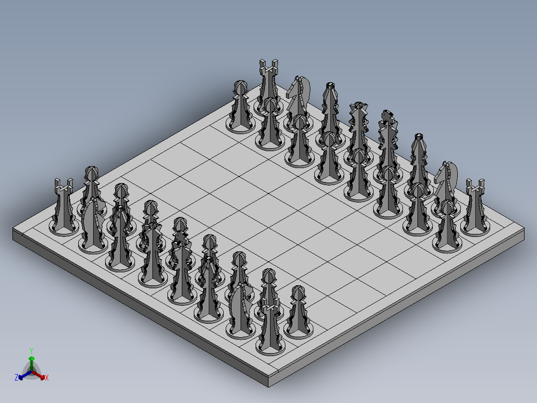 激光下料拼图国际象棋全格式CAD-SolidWorks-X_T和stl格式正等轴测图