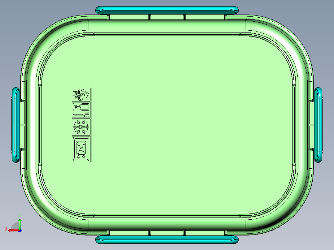 3格学生餐盒饭盒后视图