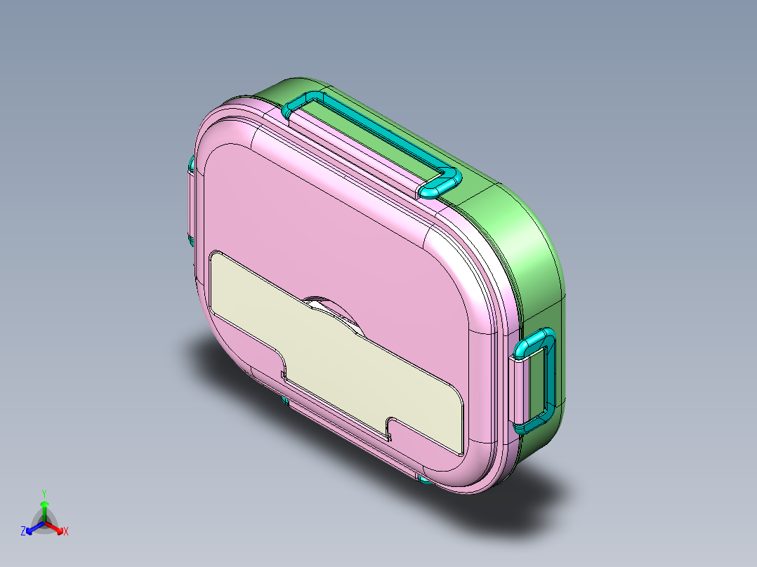 3格学生餐盒饭盒正等轴测图