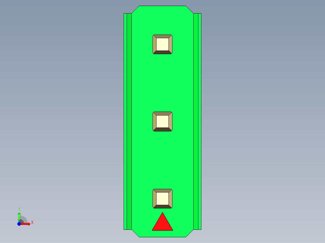彩色公头100mil（2.54mm）系列-DS1021_green_3x01p_100mil_Type19_rev1.0前视图