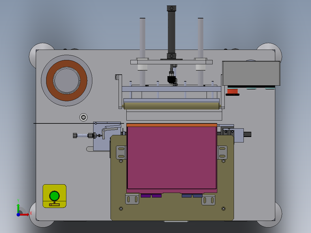 锂电池贴胶带机3D数模图纸 Solidworks20设计前视图