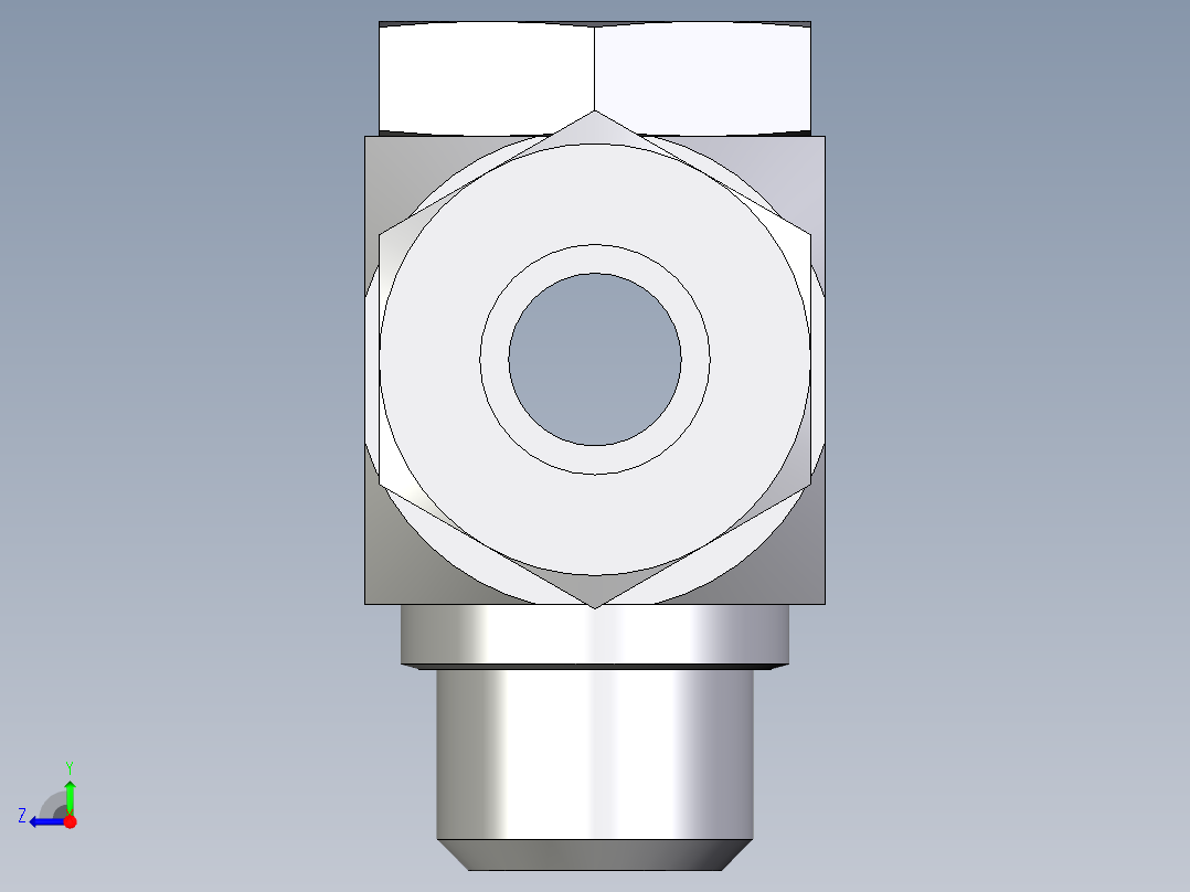 卡套式工业通用硬管接头EO_High_pressure_banjo_tee_TH16ZSMCF右视图