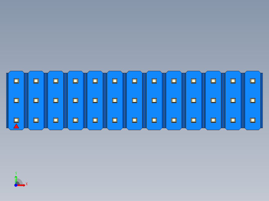 彩色公头100mil（2.54mm）系列-DS1021_blue_3x13p_100mil_Type5_rev1.0前视图