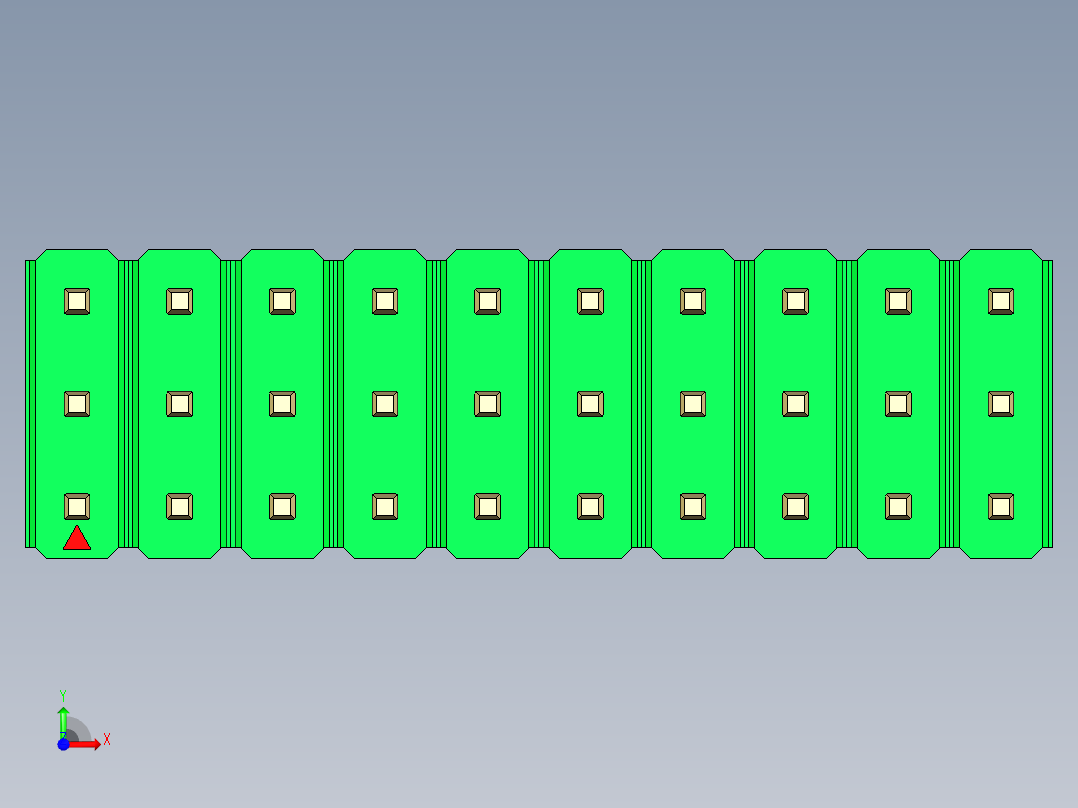 彩色公头100mil（2.54mm）系列-DS1021_green_3x10p_100mil_Type5_rev1.0前视图