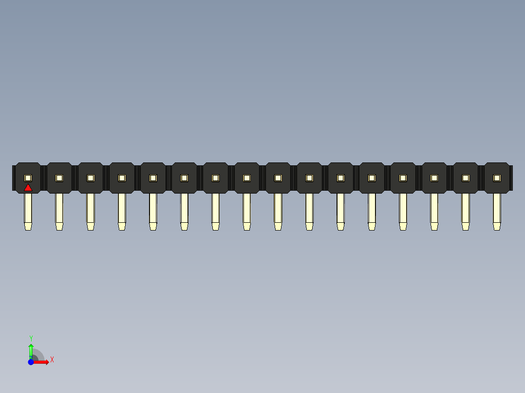 彩色公排针 100mil 2.54mm 系列-DS1022_black_1x16p_100mil_TypeD_rev1.0前视图