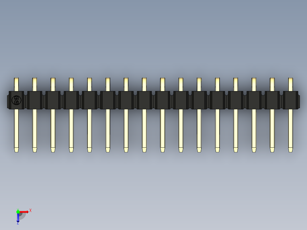 彩色公排针 100mil 2.54mm 系列-DS1022_black_1x16p_100mil_TypeD_rev1.0俯视图