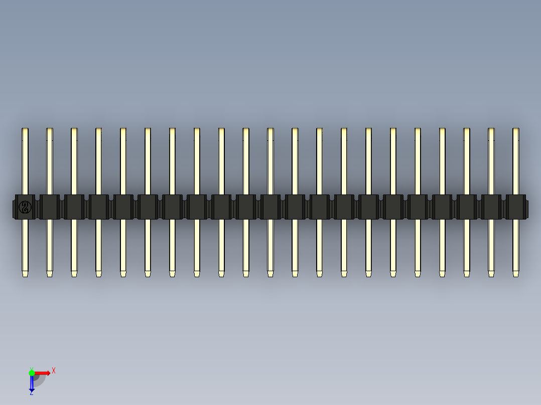 彩色公排针 100mil 2.54mm 系列-DS1022_black_3x21p_100mil_TypeD_rev1.0俯视图