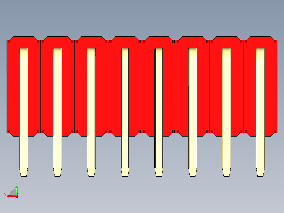 彩色公排针 100mil 2.54mm 系列-DS1022_red_3x08p_100mil_TypeD_rev1.0后视图