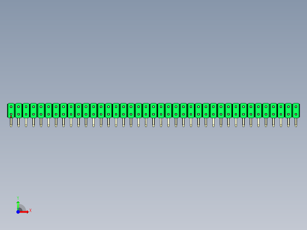 彩色公排针 100mil 2.54mm 系列-DS1022_green_2x39p_100mil_TypeD_rev1.0前视图