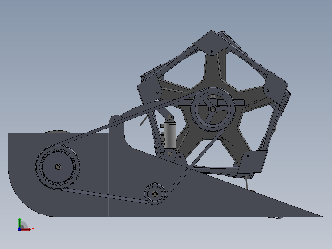 收割机割台装配SW三维图+CAD图纸前视图